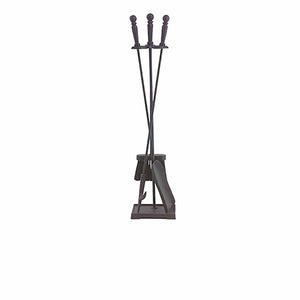 4 Piece Black Fireplace Tool Set 01202