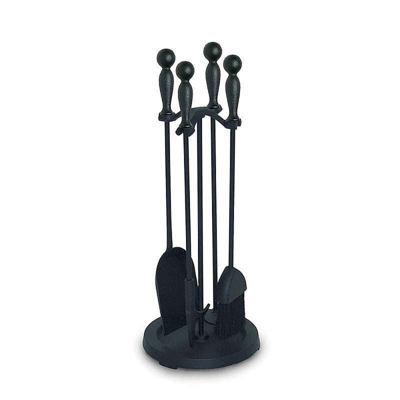 5 Piece Iron Ball Matte Black Fireplace Tool Set - 23-inH