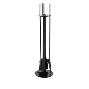 Metro Fireplace Tool Set, Black & Polished Nickel