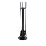 Metro Fireplace Tool Set, Black & Polished Nickel