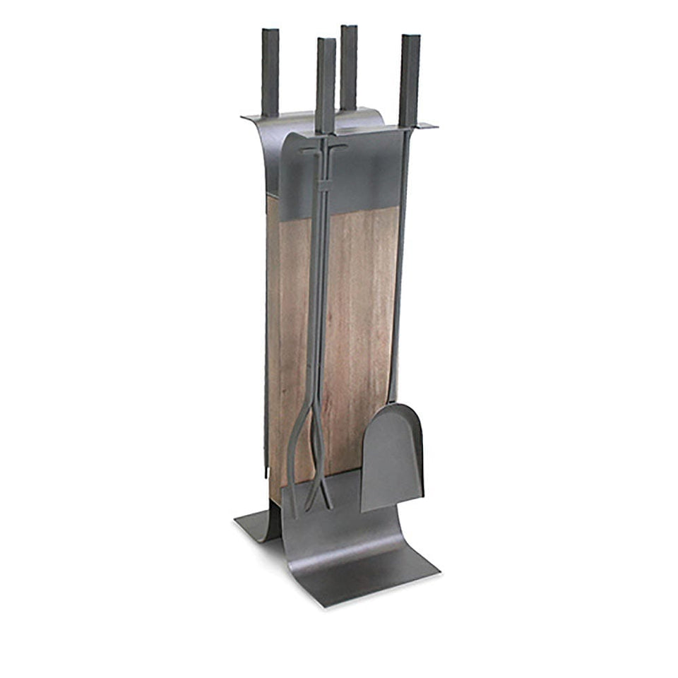 Stanton 4-Piece Fireplace Tool Set, Natural Iron & Wood