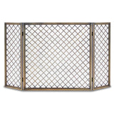 3 Fold Hartwick Fireplace Screen, Antique Brass