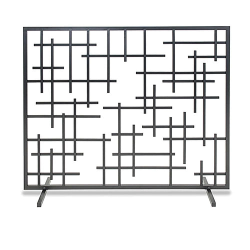 Contemporary Summer Screen Fireplace Screen, Black