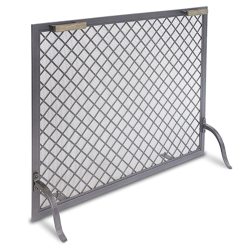 Single Panel Stanton Fireplace Screen in Natural Iron