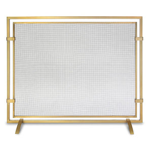 Sinclair Single Panel Fireplace Screen, Burnished Brass