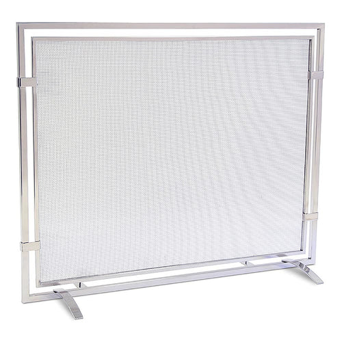 Sinclair Single Panel Fireplace Screen, Polished Nickel