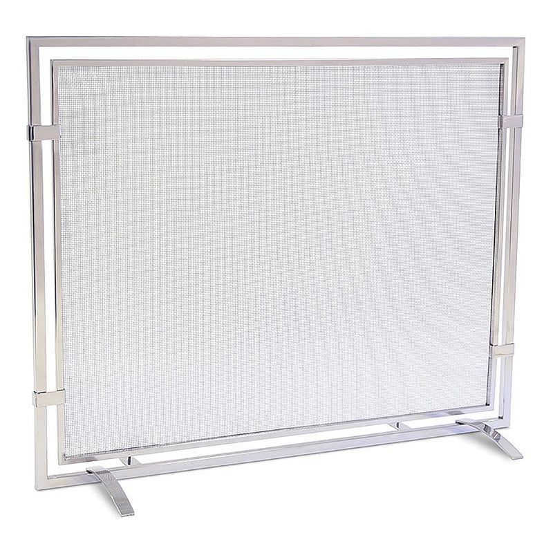 Sinclair Single Panel Fireplace Screen, Polished Nickel