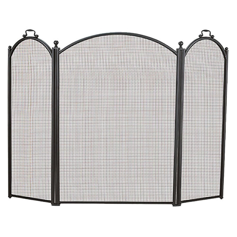 3 Fold Arched Black Fireplace Screen 1383-34