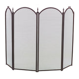 4 Fold Arched Polished Brass & Black Fireplace Screen 2083-9