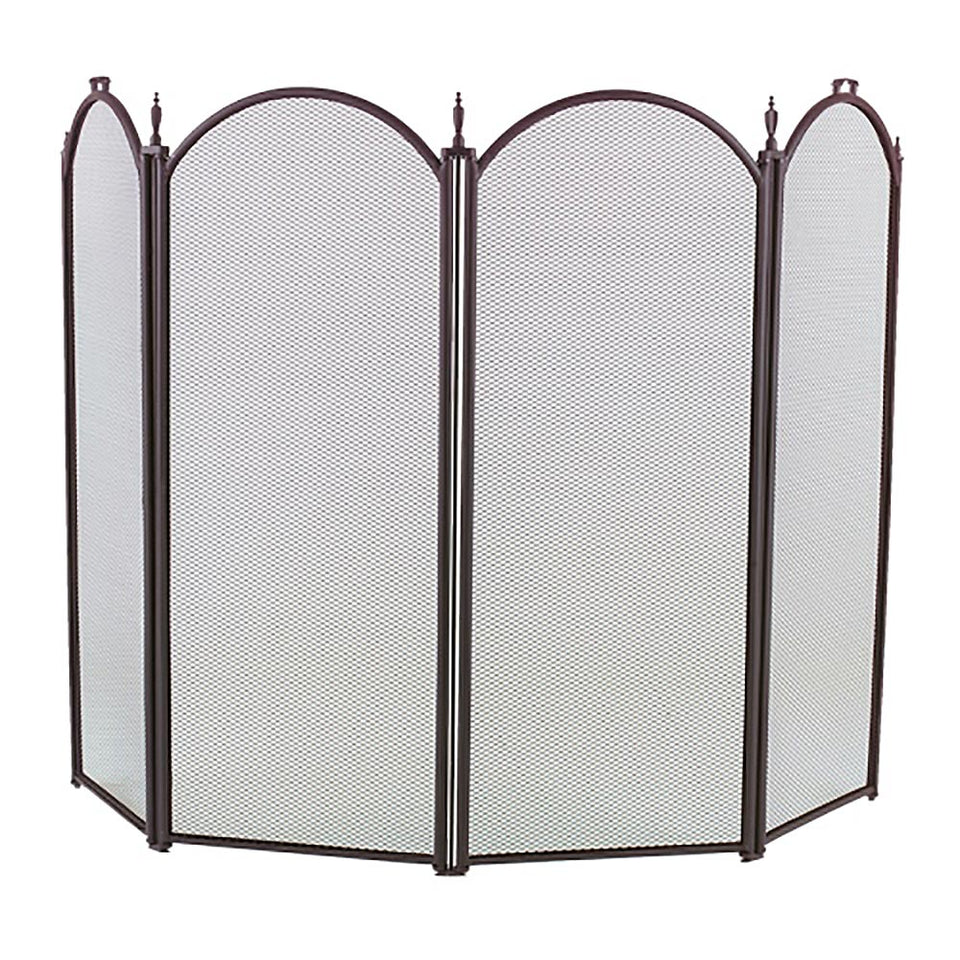 4 Fold Arched Black Fireplace Screen 1189