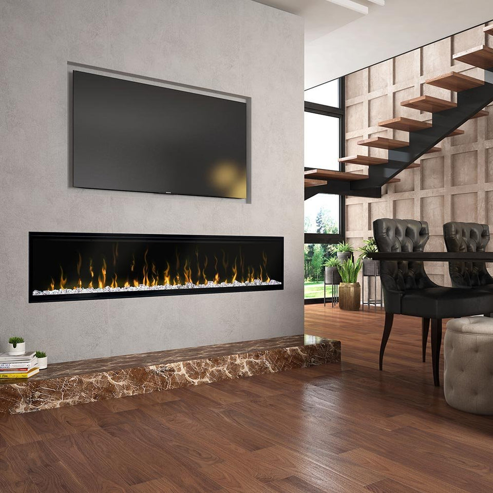 Dimplex-XLF74-Black-Glass-Media-White-Embers-Orange-Flames-Dining-Room