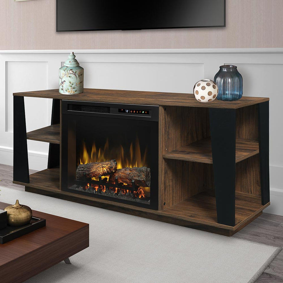 Arlo Electric Fireplace TV Stand in Walnut - 26" Multi-Fire XHD Firebox w/