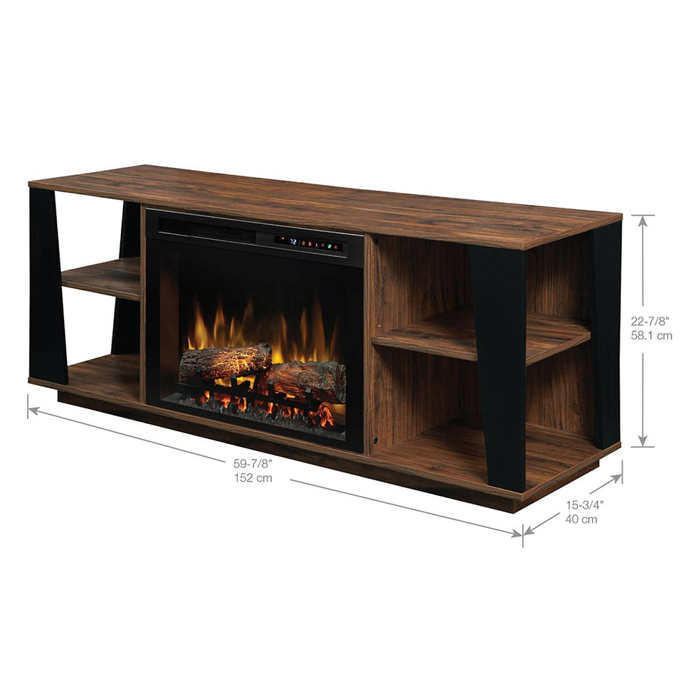 Arlo Electric Fireplace TV Stand in Walnut - 26" Multi-Fire XHD Firebox w/