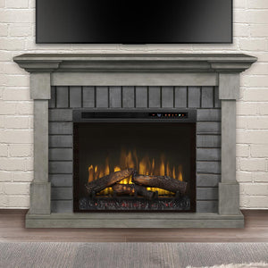 Royce Electric Fireplace Mantel Package in Smoke Stack Grey - 28" Multi-Fire XHD Firebox w/