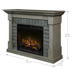 Royce Electric Fireplace Mantel Package in Smoke Stack Grey - 28" Multi-Fire XHD Firebox w/