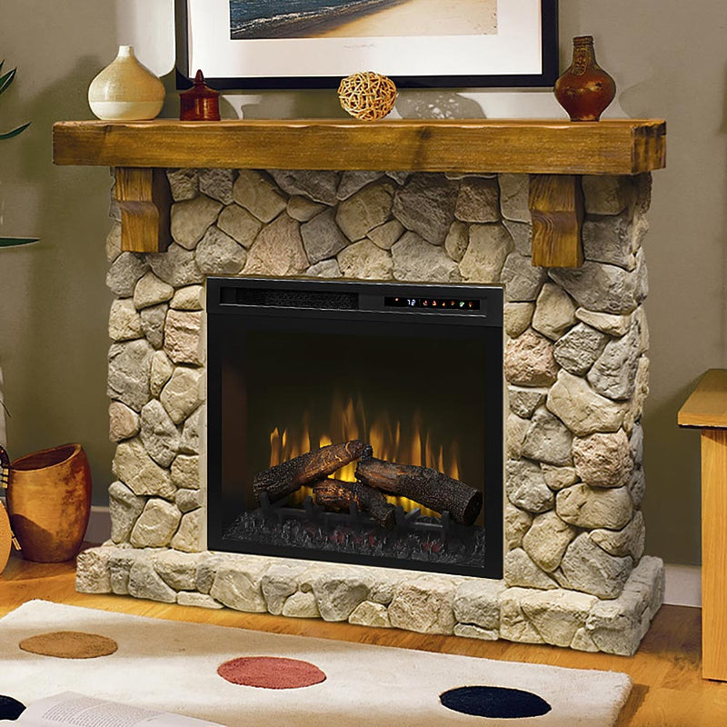 Fieldstone Rustic Electric Fireplace Mantel Package