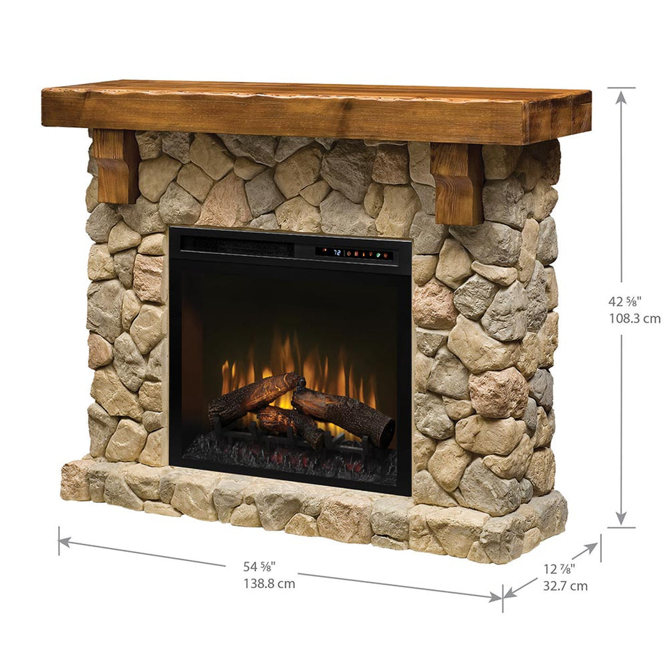 Fieldstone Rustic Electric Fireplace Mantel Package